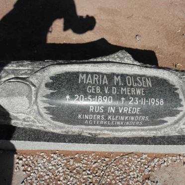 OLSEN Maria M. nee V.D. MERWE 1890-1958