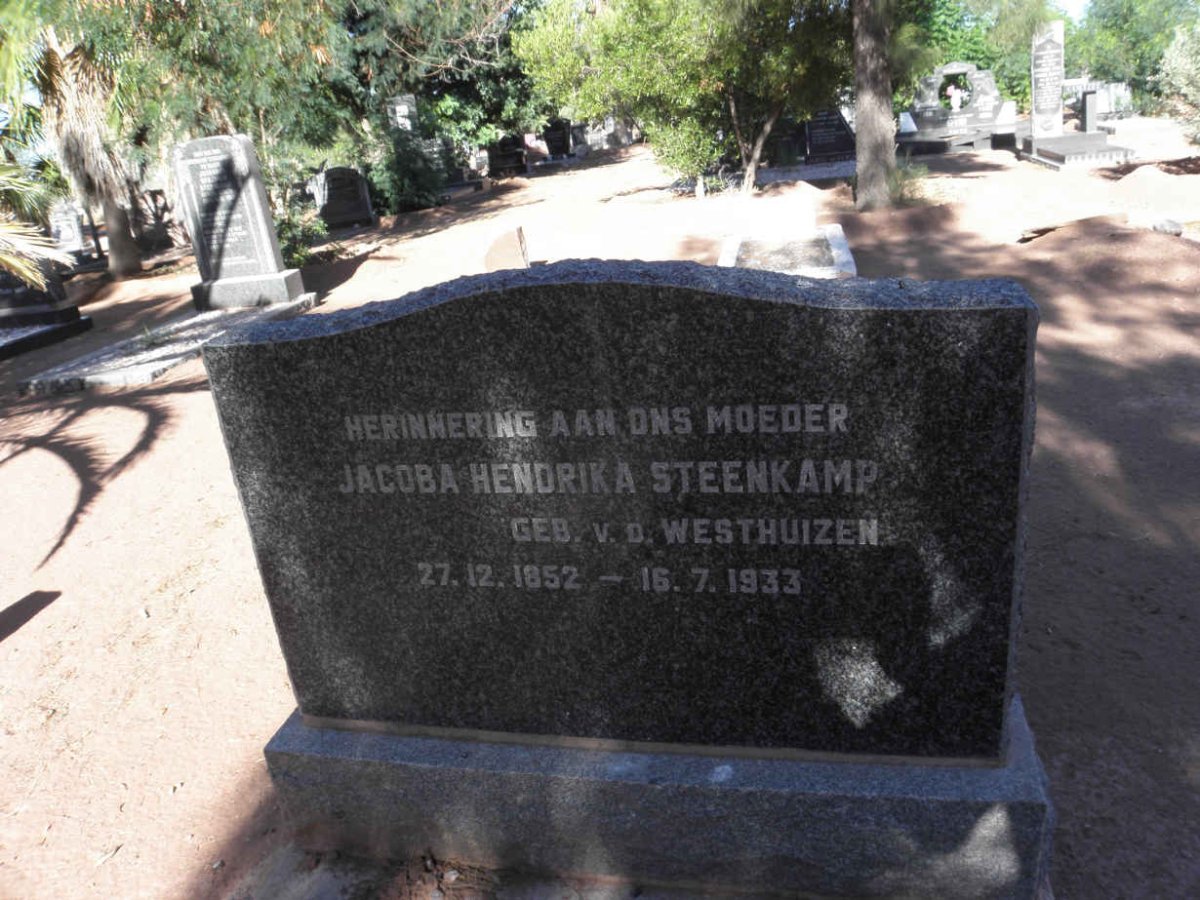 STEENKAMP Jacoba Hendrika nee V.D. WESTHUIZEN 1852-1933