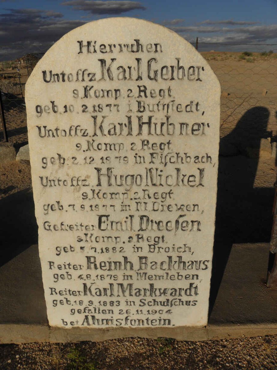 3. Gefallen bei Ahnisfontein 1904 List