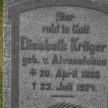KRÜGER Elizabeth nee VON  ALVENSLEBEN  1886-1924