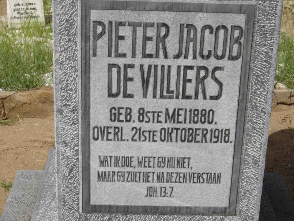 VILLIERS Pieter Jacob, de 1880-1918