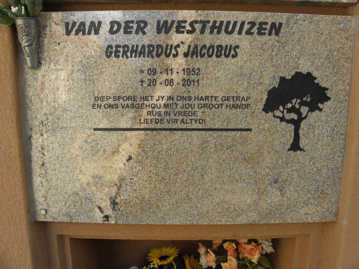 WESTHUIZEN Gerhardus Jacobus, van der 1952-2011