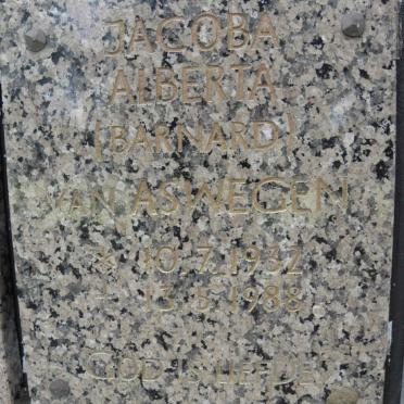 ASWEGEN Jacoba Alberta, van nee BARNARD 1932-1988