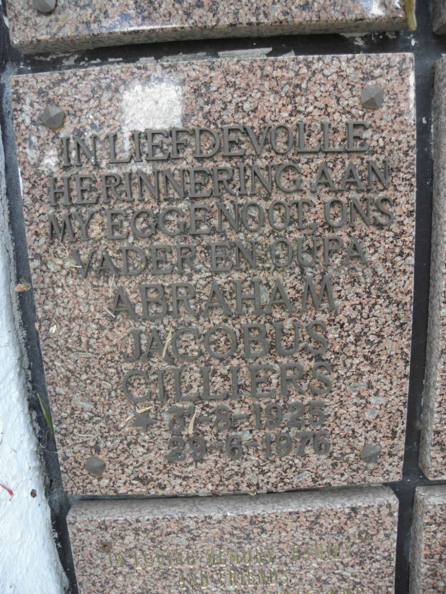 CILLIERS Abraham Jacobus 1925-1976