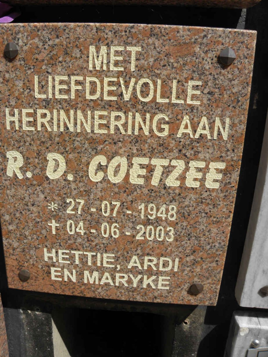 COETZEE R.D. 1948-2003