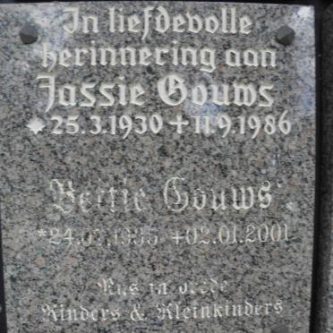 GOUWS Jassie 1930-1986 Bertie 1935-2001