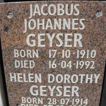 GEYSER Jacobus Johannes 1910-1992 &amp; Helen Dorothy 1914-1998