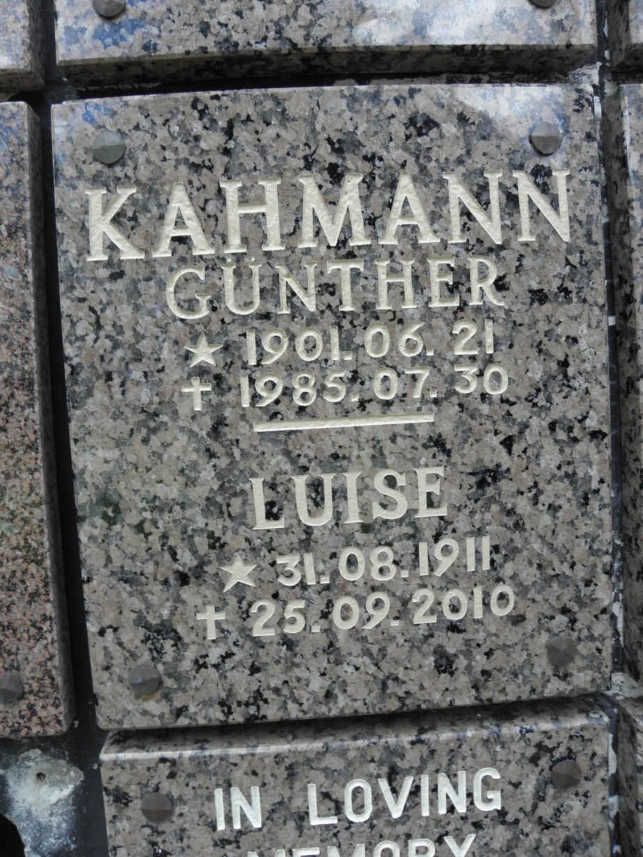 KAHMANN Günther 1901-1985 &amp; Luise 1911-2010