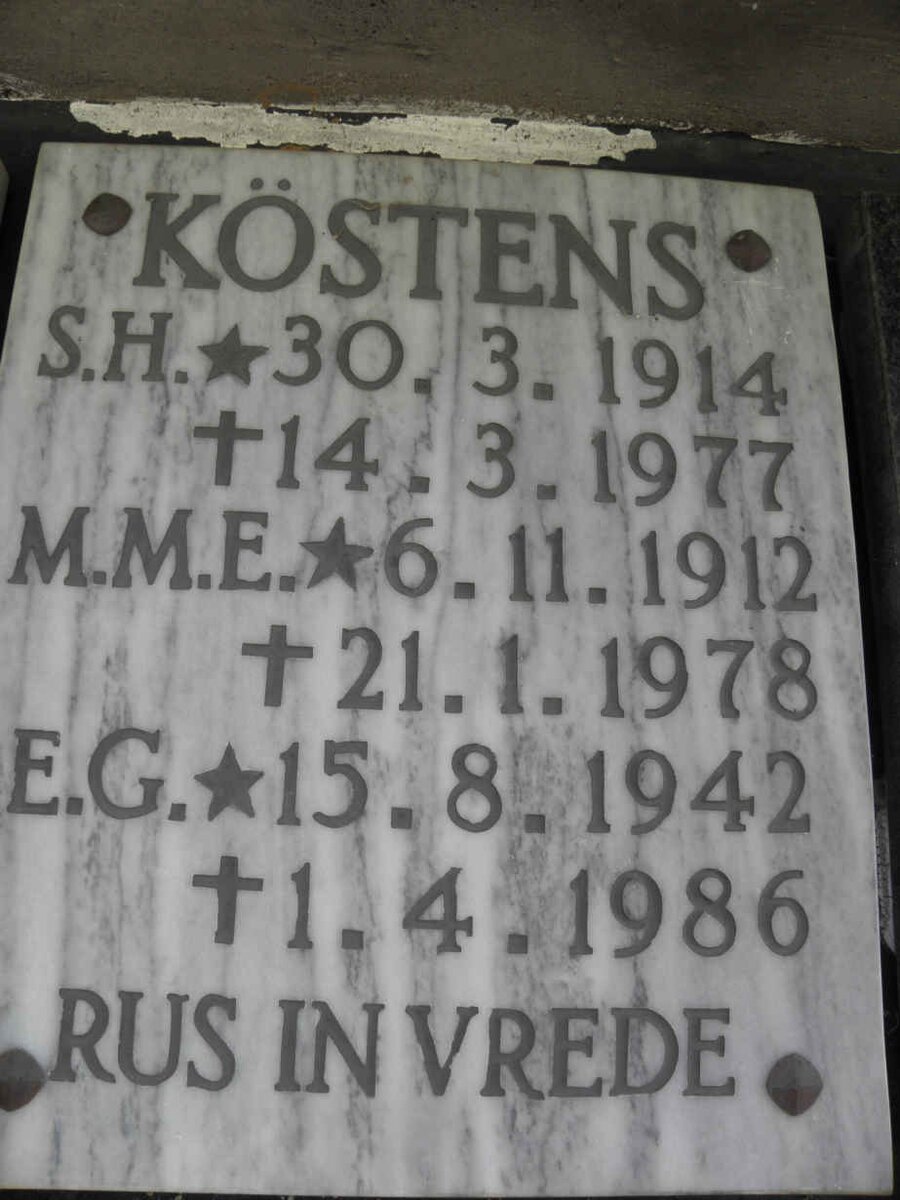 KÖSTENS S.H. 1914-1977 &amp; M.M.E. 1912-1978 :: KÖSTENS E.G. 1942-1986
