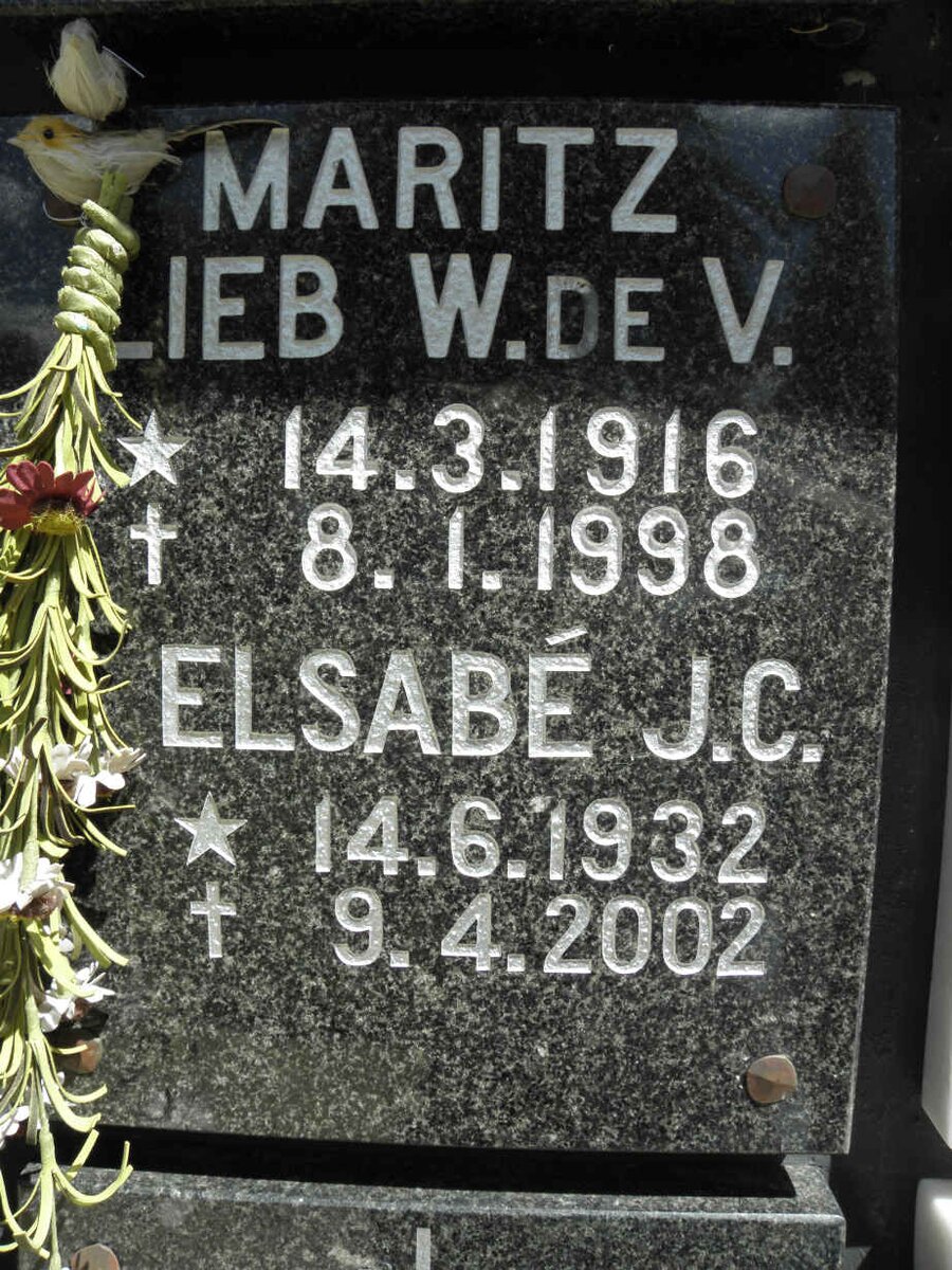 MARITZ Lieb W.de V. 1916-1998 &amp; Elsabé J.C. 1932-2002
