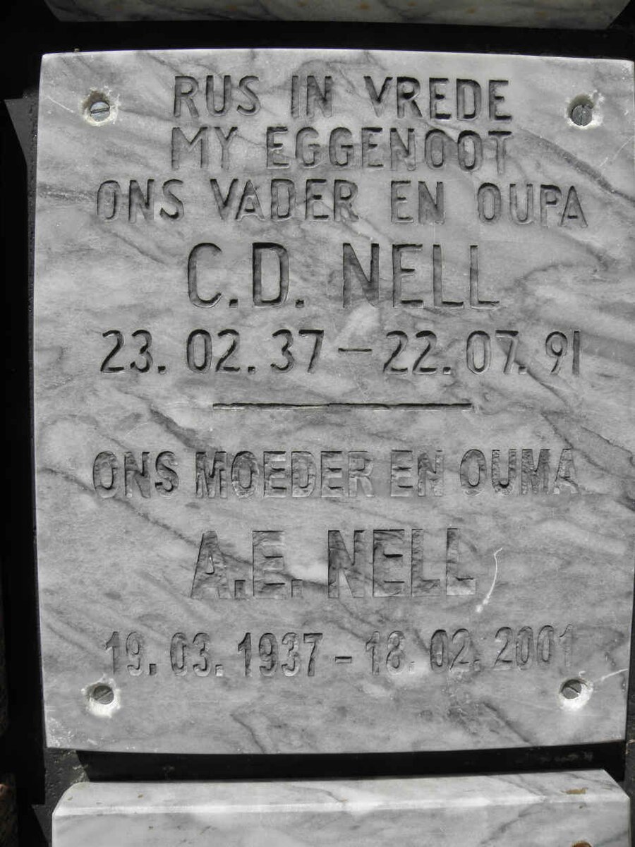 NELL C.D. 1937-1991 &amp; A.E. 1937-2001