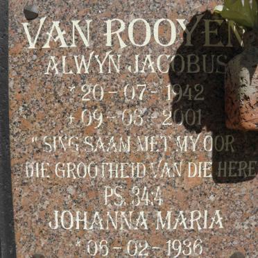 ROOYEN Alwyn Jacobus, van 1942-2011 &amp; Johanna Maria 1936-