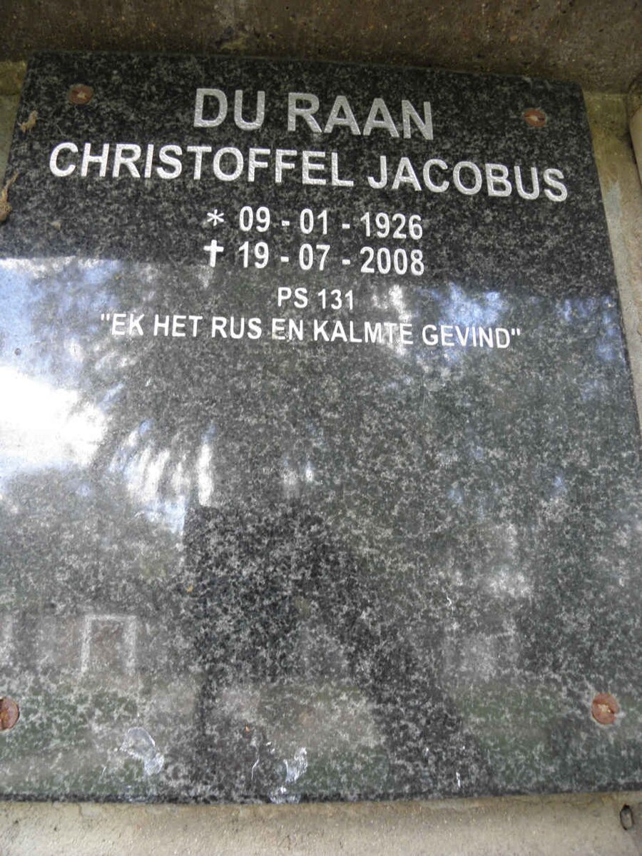 RAAN Christoffel Jacobus, du 1926-2008