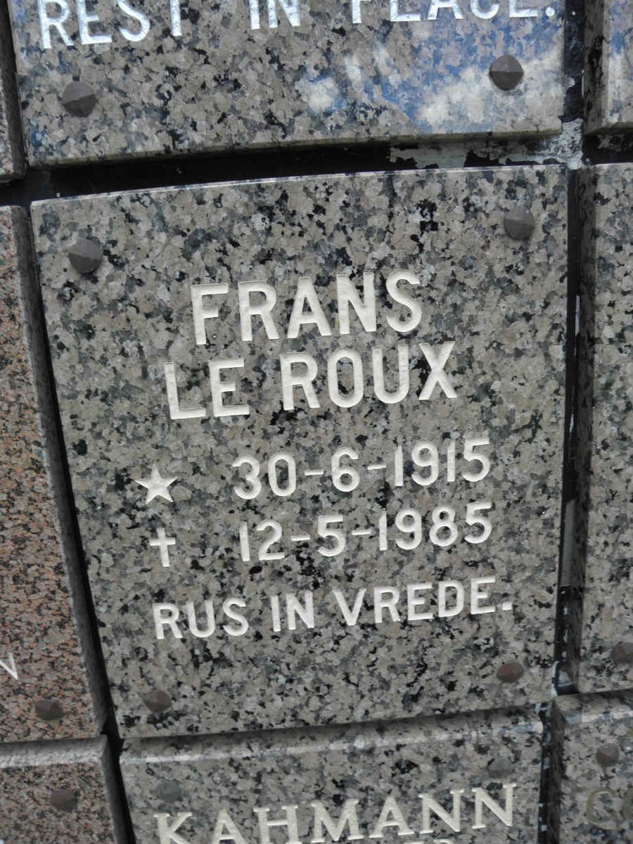 ROUX Frans, le 1915-1985