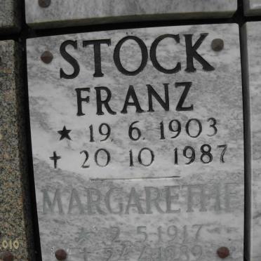 STOCK Franz 1903-1987 &amp; Margarethe 1917-1989