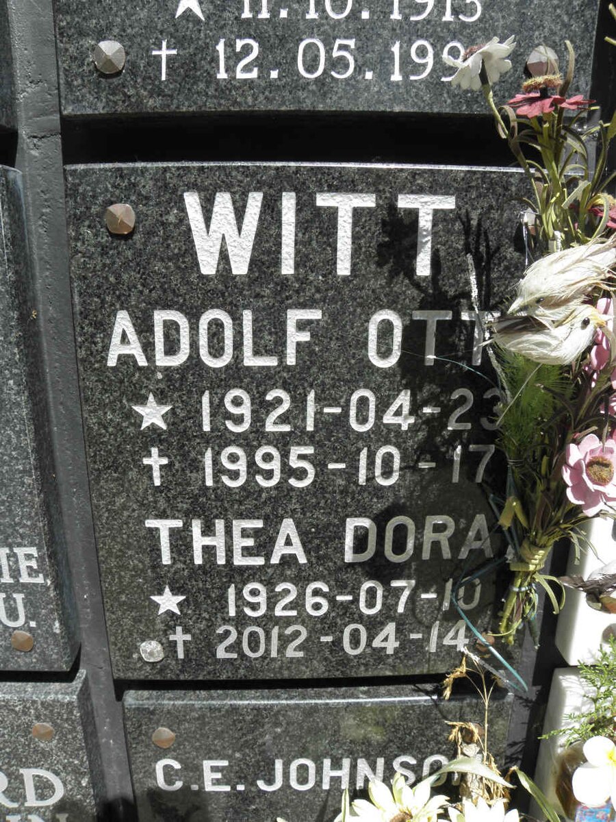 WITT Adolf Otto 1921-1995 &amp; Thea Dora 1926-2012