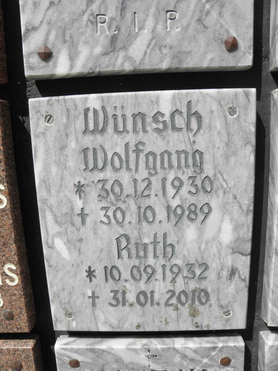 WÜNSCH Wolfgang 1930-1989 &amp; Ruth 1932-2010