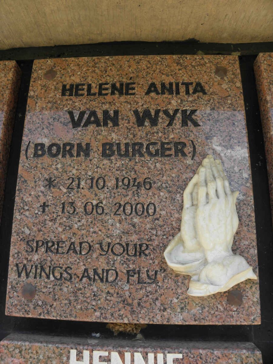 WYK Helene Anita, van nee BURGER 1946-2000 