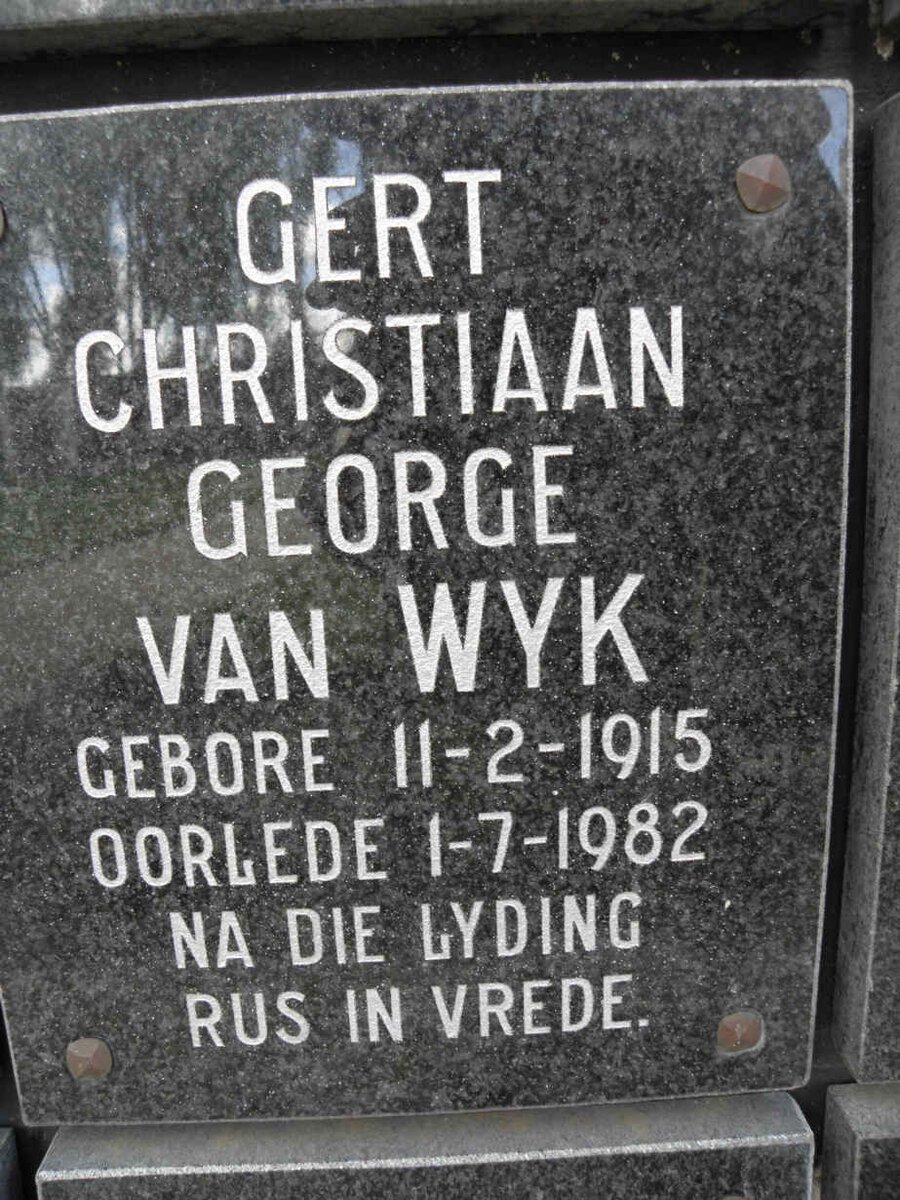 WYK Gert Christiaan George, van 1915-1982
