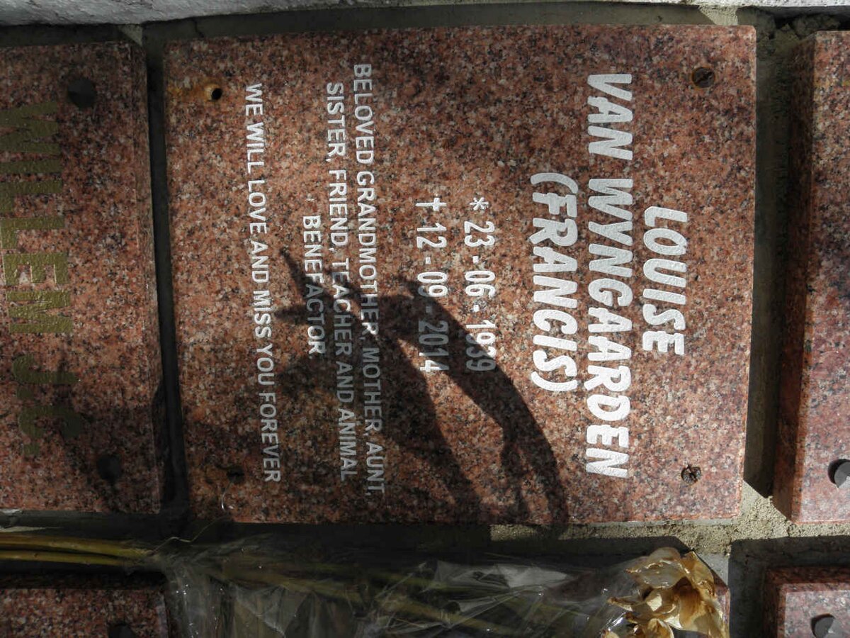 WYNGAARDEN Louise, van nee FRANCIS 1939-2014