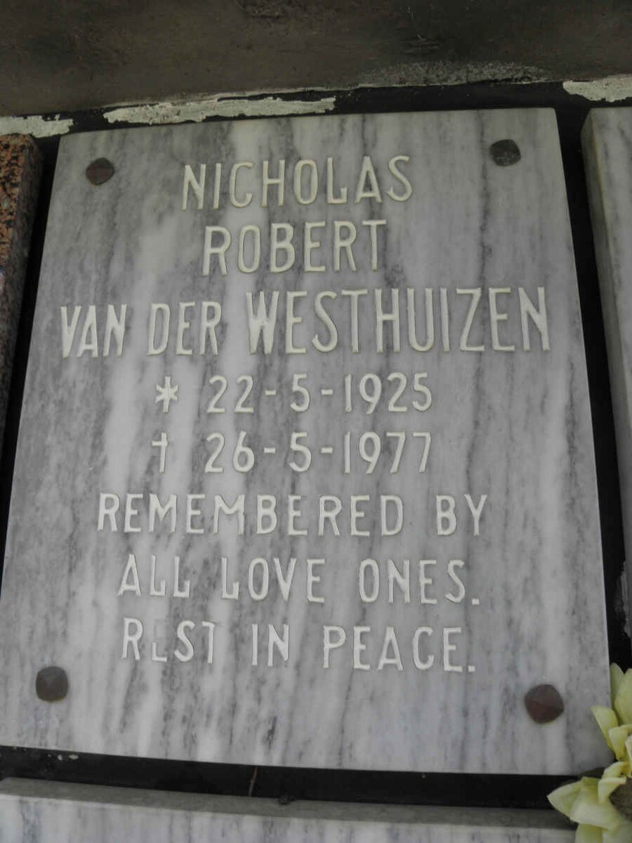 WESTHUIZEN Nicholas Robert, van der 1925-1977