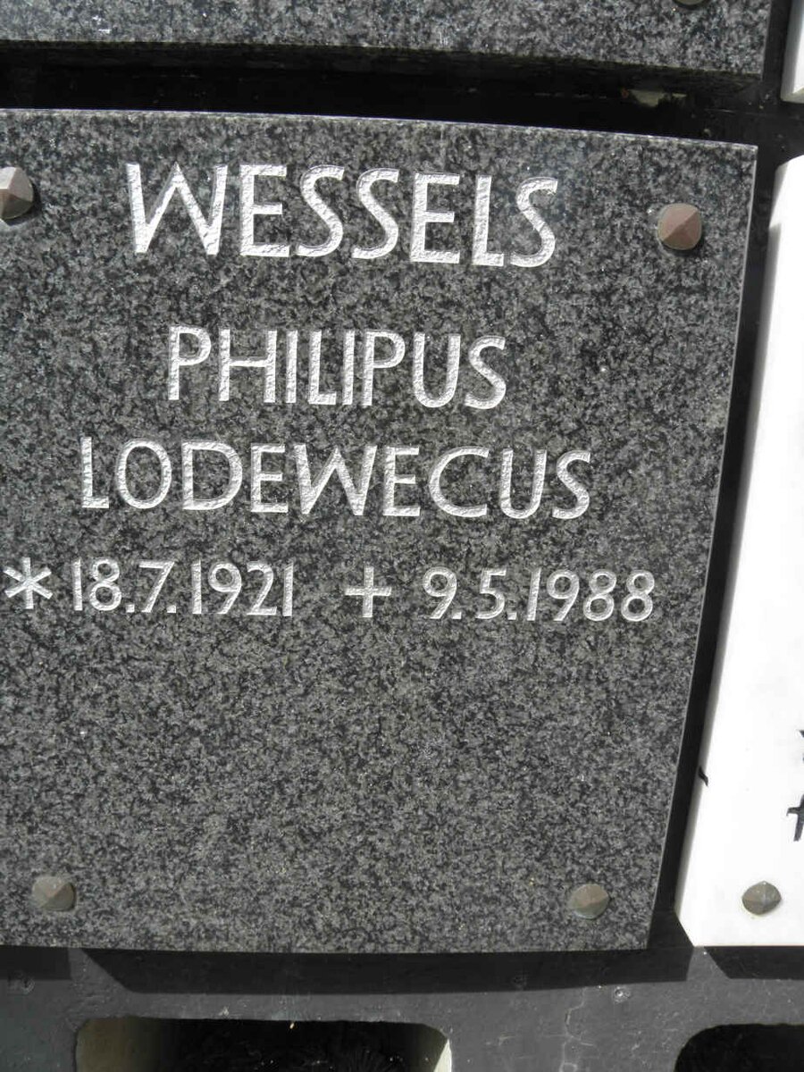 WESSELS Philipus Lodewecus 1921-1988