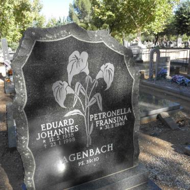AGENBACH Eduard Johannes 1938-1998 &amp; Petronella Fransina 1948-
