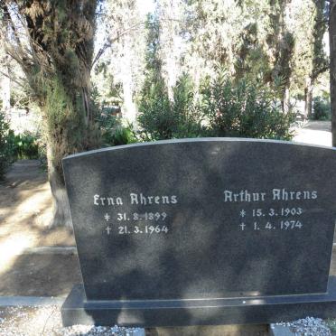 AHRENS Arthur 1903-1974 &amp; Erna 1899-1964