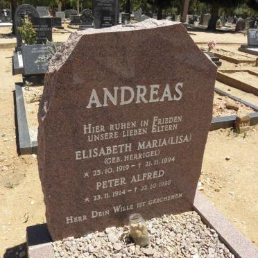 ANDREAS Peter Alfred 1914-1998 &amp; Elisabeth Maria HERRIGEL 1919-1994
