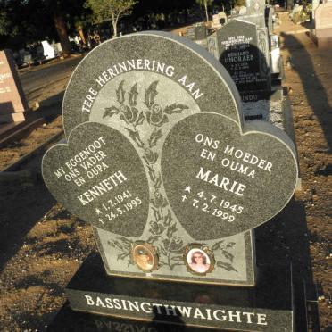 BASSINGTHWAIGHTE Kenneth 1941-1995 &amp; Marie 1945-1999