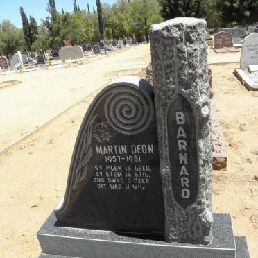 BARNARD Martin Deon 1957-1981