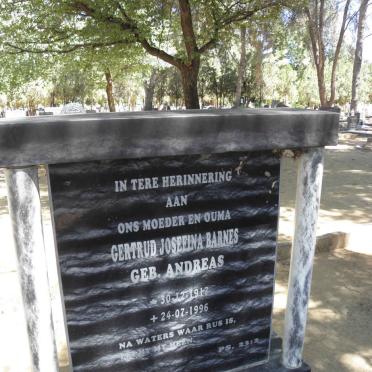 BARNES Gertrud Josefina nee ANDREAS 1917-1996