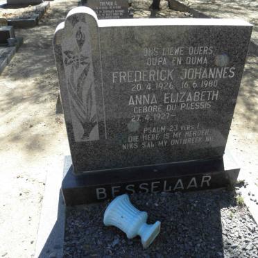 BESSELAAR Frederick Johannes 1926-1980 &amp; Anna Elizabeth DU PLESSIS 1927-