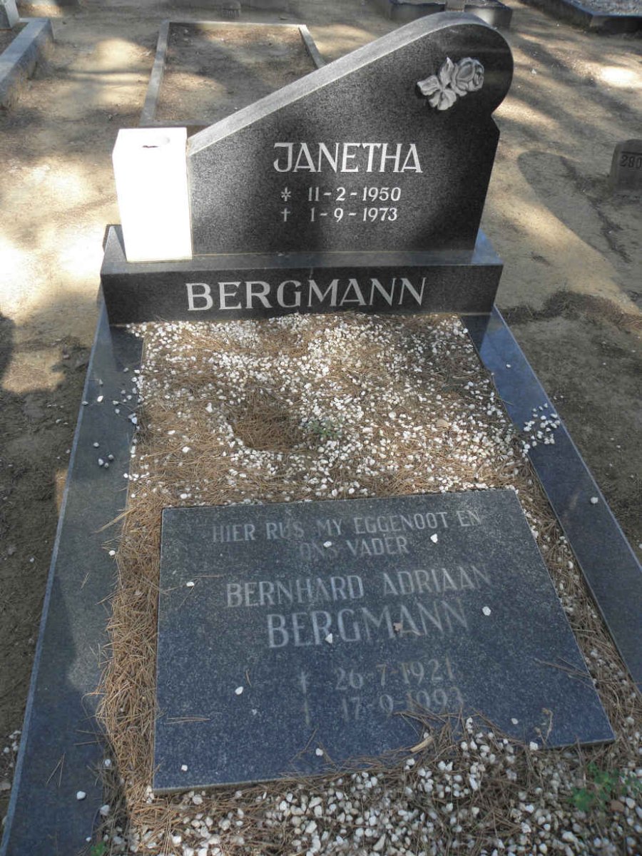 BERGMANN Bernhard Adriaan 1921-1993 :: BERGMANN Janetha 1950-1973