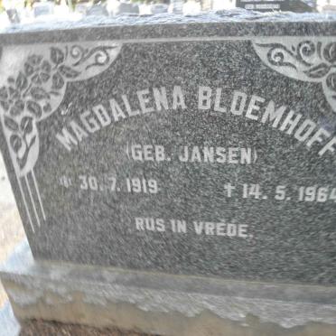 BLOEMHOFF Magdalena nee JANSEN 1919-1964