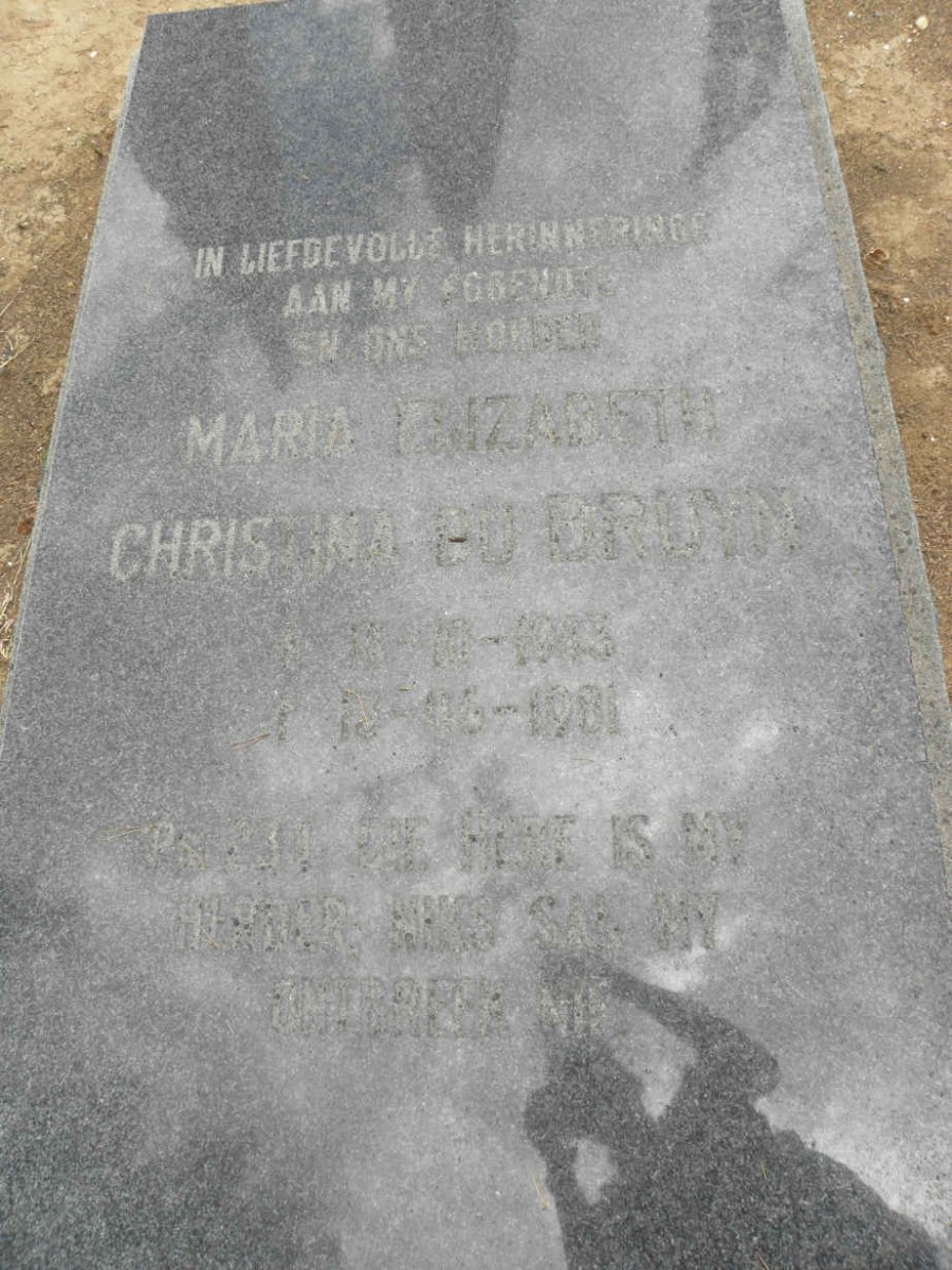 BRUYN Maria Elizabeth Christina, du 19?3-1981