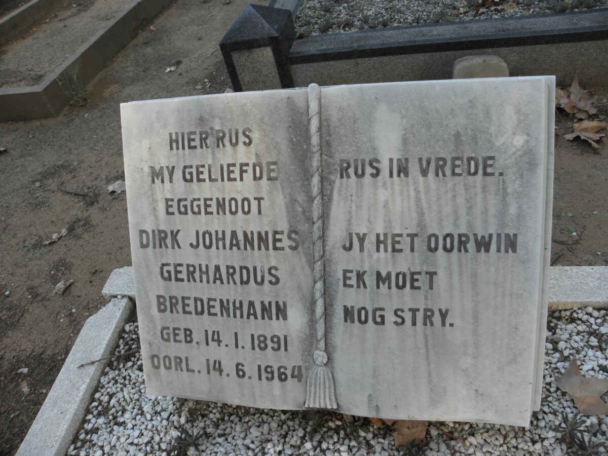 BREDENHANN Dirk Johannes Gerhardus 1891-1964