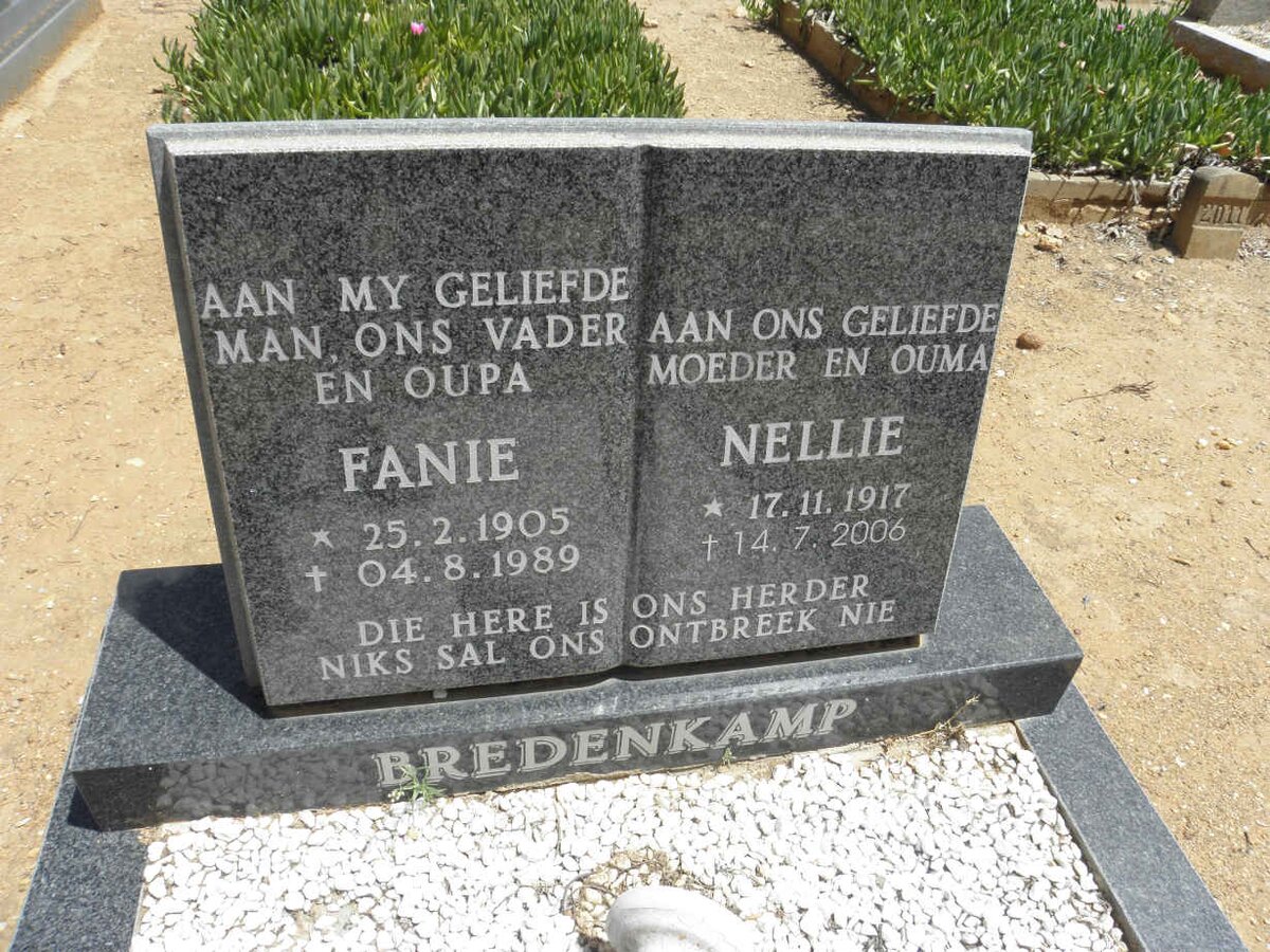 BREDENKAMP Fanie 1905-1989 &amp; Nellie 1917-2006