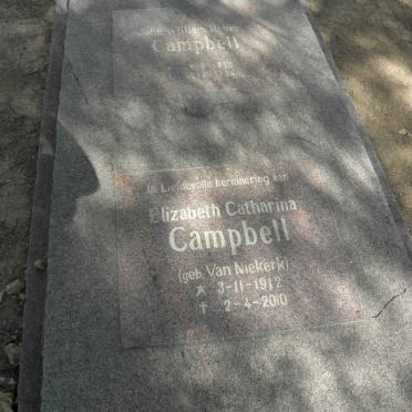 CAMPBELL John William Robert 1912-1994 &amp; Elizabeth Catharina VAN NIEKERK 1912-2010