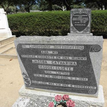 CLOETE Jacoba Catharina nee LOFTUS 1897-1955