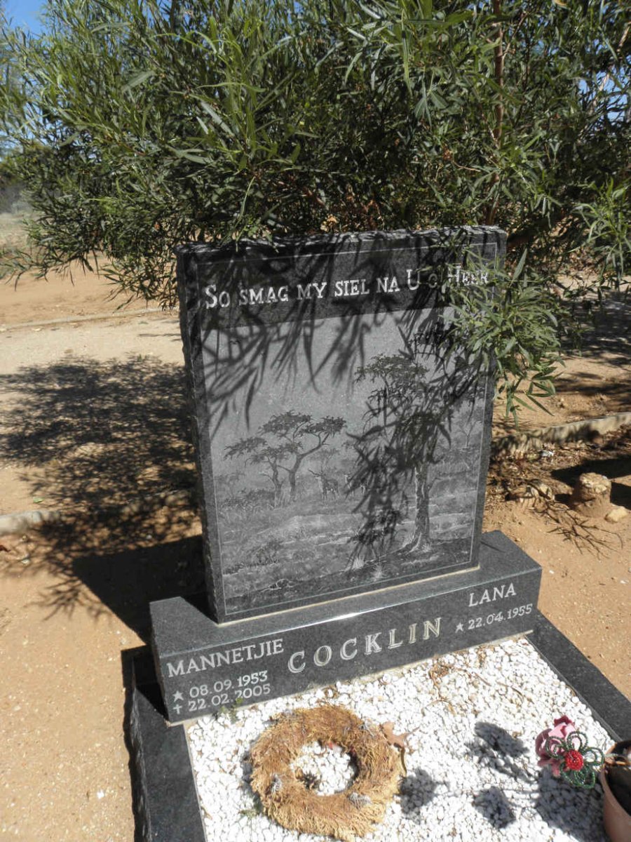 COCKLIN Mannetjie 1953-2005 &amp; Lana 1955-