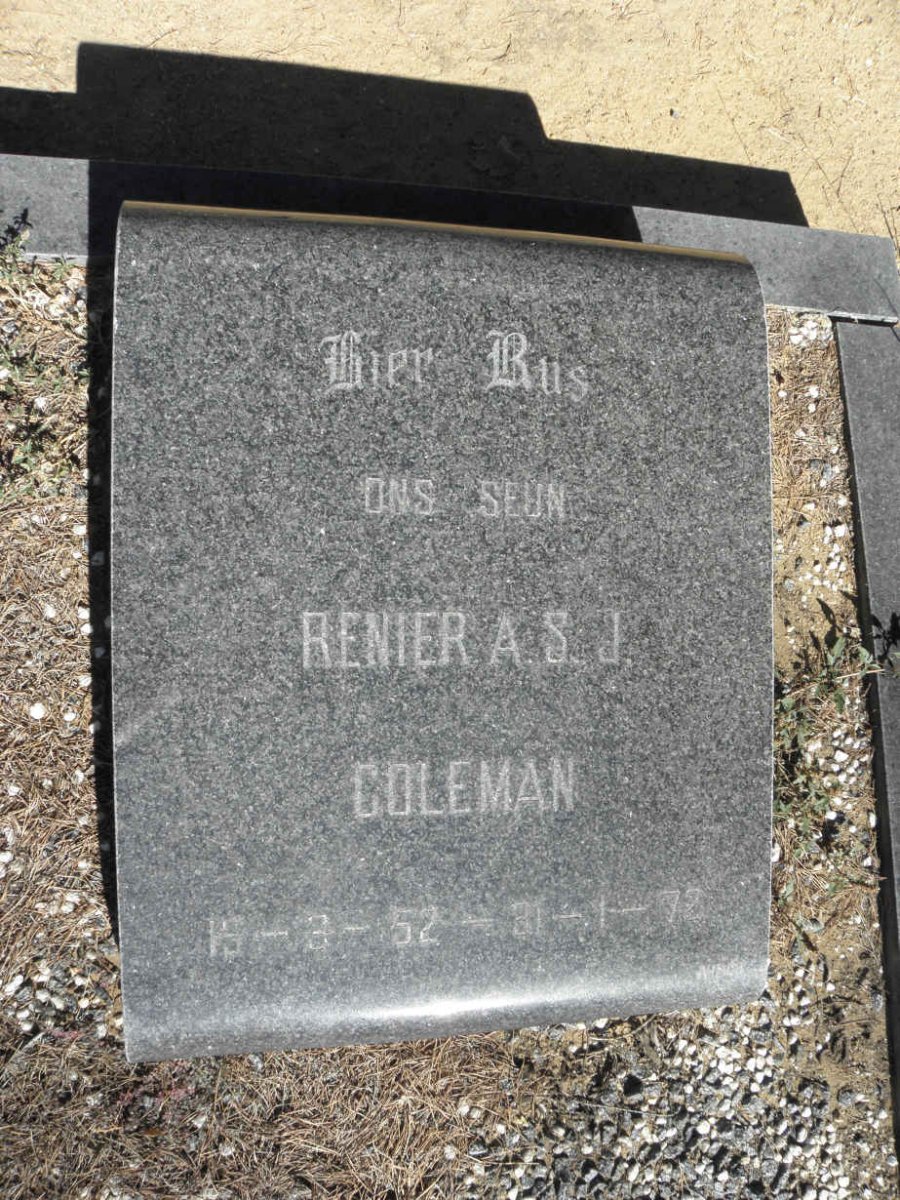 COLEMAN Renier A.S.J. 1952-1972