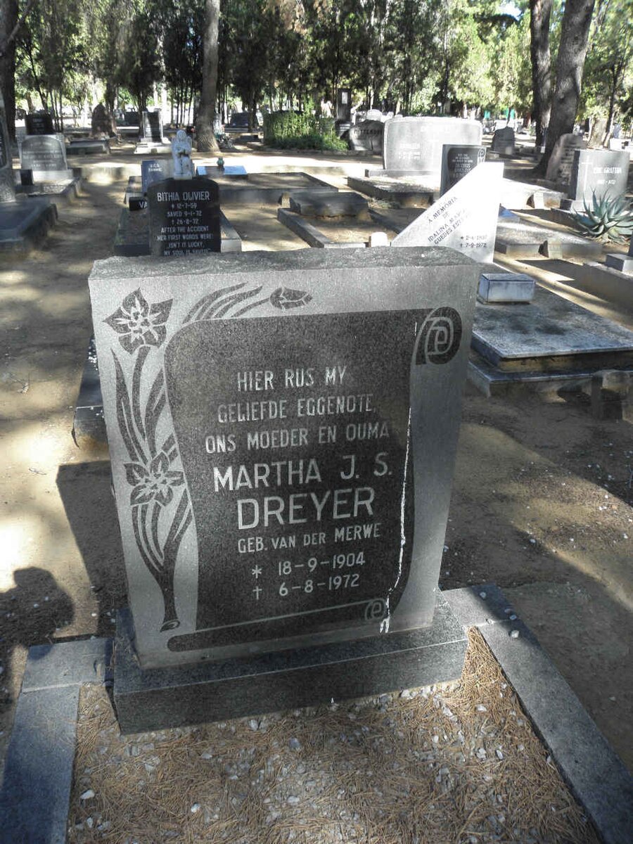 DREYER Martha J.S. nee VAN DER MERWE 1904-1972