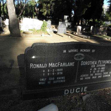 DUCIE Ronald MacFarlane 1909-1974 &amp; Dorothea Petronella JORDAAN 1903-1977