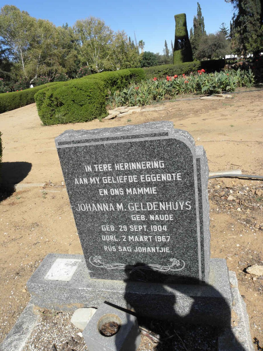 GELDENHUYS Johanna M. nee NAUDE 1904-1967