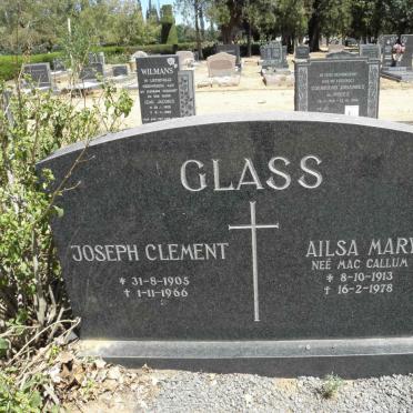 GLASS Joseph Clement 1905-1966 &amp; Ailsa Mary MAC CALLUM 1913-1978
