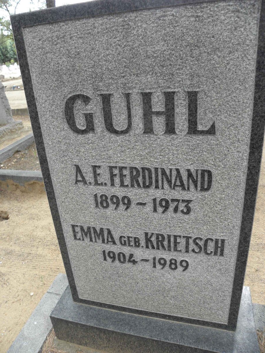 GUHL A.E. Ferdinand 1899-1973 &amp; Emma KRIETSCH 1904-1989