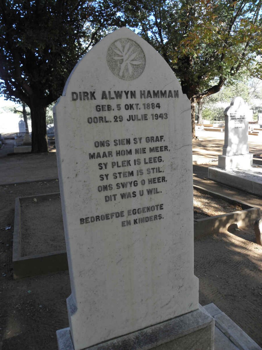 HAMMAN Dirk Alwyn 1884-1943