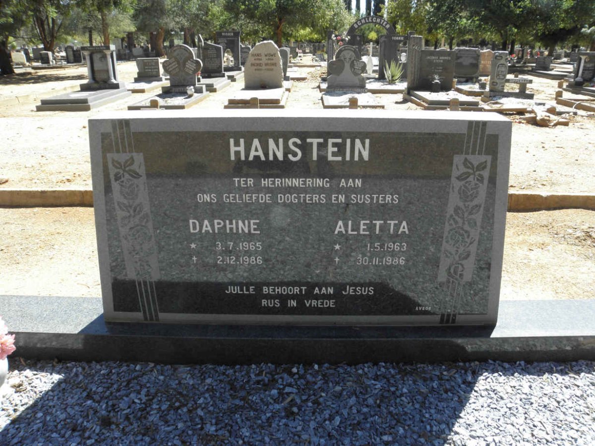 HANSTEIN Daphne 1965-1986 :: HANSTEIN Aletta 1963-1986