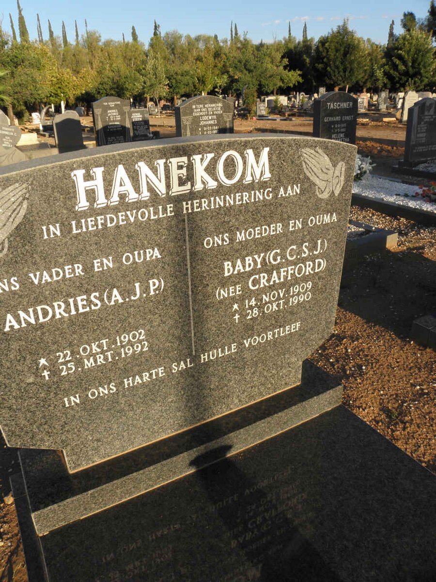 HANEKOM A.J.P. 1902-1992 &amp; G.C.S.J. CRAFFORD 1909-1990